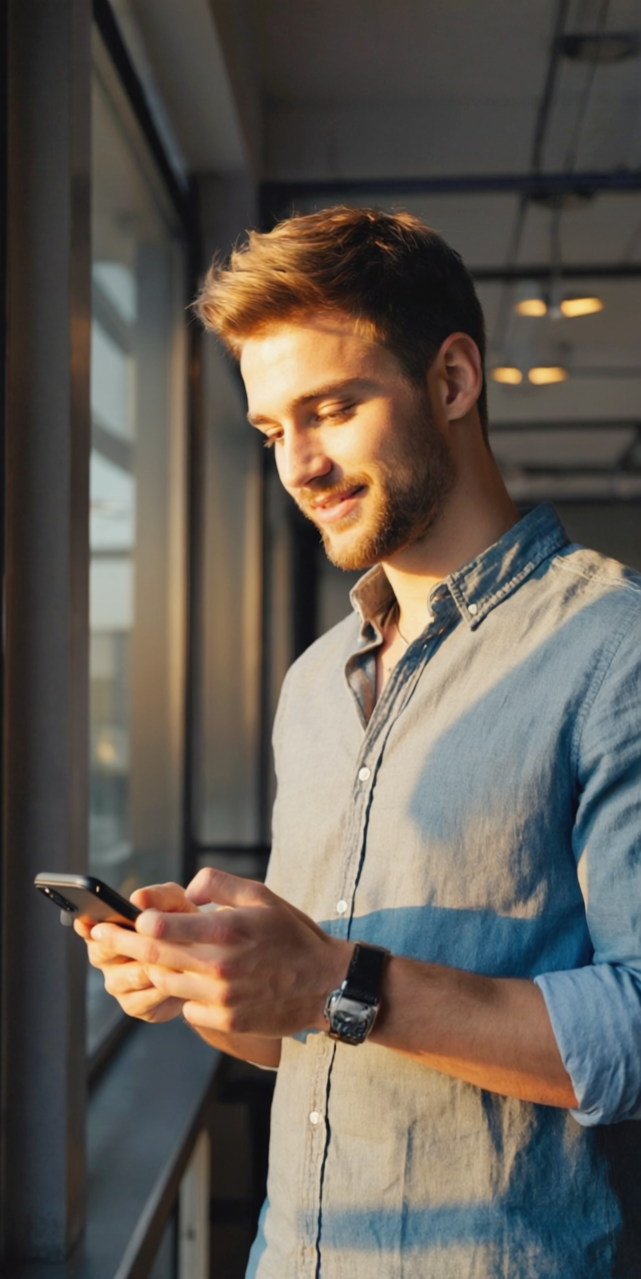 Professional man using smartphone